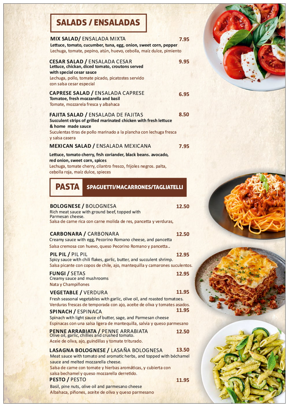 Menu | CIAO Estepona